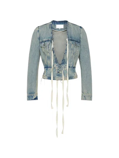 Maison Margiela Raw-edged Jacket In Blue