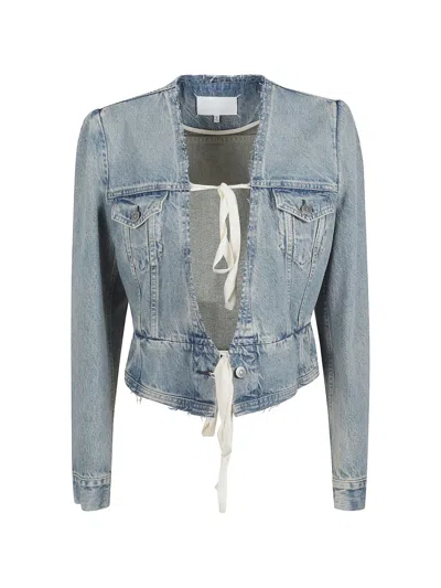 Maison Margiela Denim Cotton Jacket Distressed Frayed Pockets Buttons In Blue