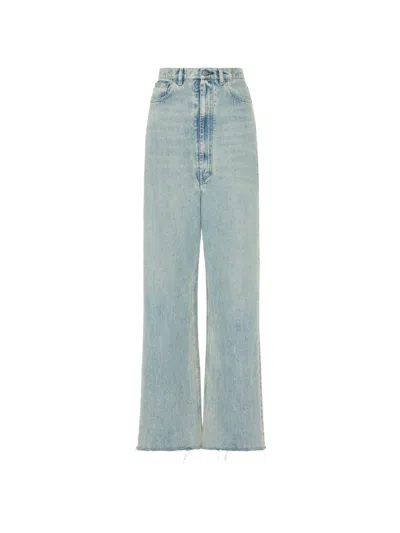 Maison Margiela Raw-cut Wide-leg Denim Jeans In Blue