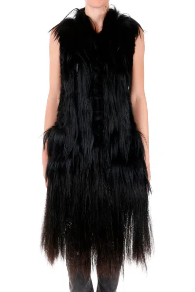 Maison Margiela Real Fur Sleeveless Coat In Black