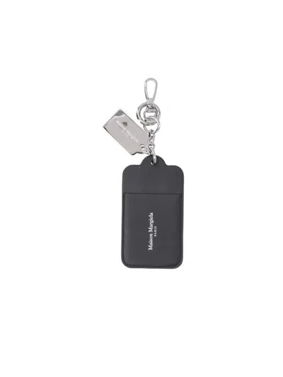 Maison Margiela Rectangular Black Wallet Keychain With Modern Accents