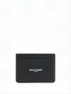 Maison Margiela Rectangular Leather Wallet With Embossed Logo In Black