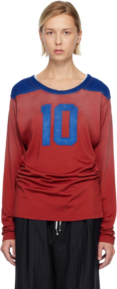 Maison Margiela Red & Blue Varsity Long-sleeved T-shirt