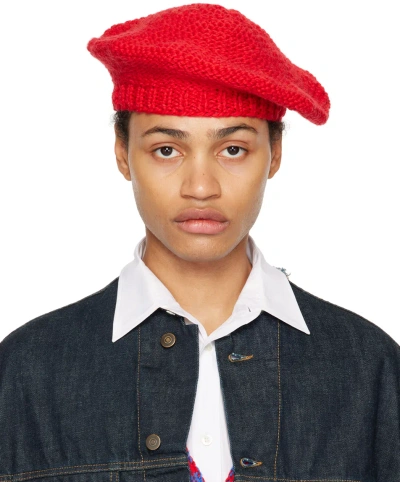Maison Margiela Red Handmade Knit Beret In 314 Red