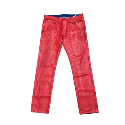 Pre-owned Maison Margiela Red Painted Denim Jeans