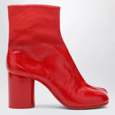 Maison Margiela Red Patent Leather Tabi Ankle Boots In Multi
