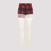 Maison Margiela Slim Fit Checkered Print Cotton Jeans In Red