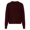 Maison Margiela Dropped Shoulder Burgundy Wool Sweater With Ribbed Details In Red