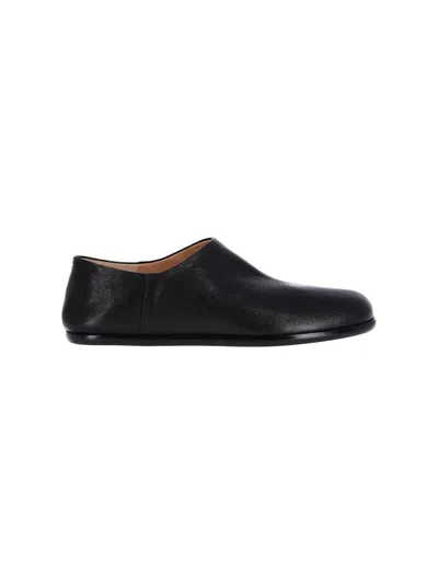 Maison Margiela Black Camel Leather Low Slip-on Tabi Shoes