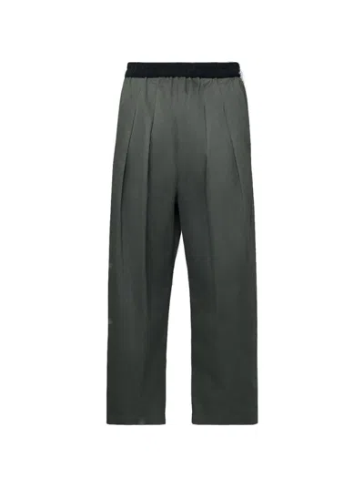 Maison Margiela Relaxed Dark Grey Pants With Contrasting Waistband In Green