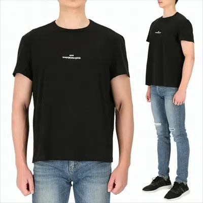 Maison Margiela Relaxed-fit Black Cotton T-shirt With Subtle Logo Detail