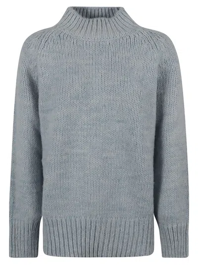 Maison Margiela Relaxed Fit High Neck Sweater In Blue