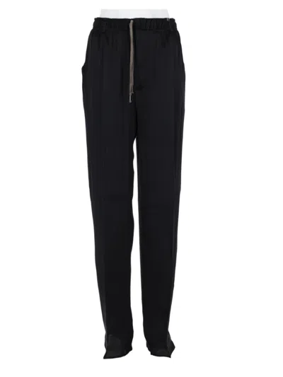 Maison Margiela Relaxed Fit Straight Leg Trousers With Drawstring Waistband In Black