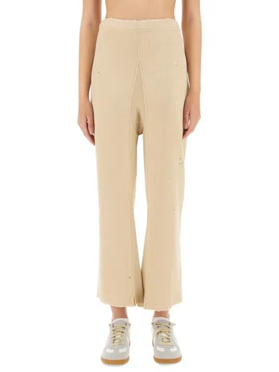 Maison Margiela Relaxed Fit Wide Leg Cotton Pants In Brown