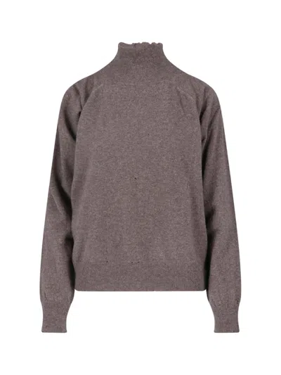 Maison Margiela Relaxed High Collar Virgin Wool Sweater In Gray