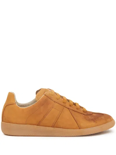 Maison Margiela Logo-patch Low-top Trainers In Brown