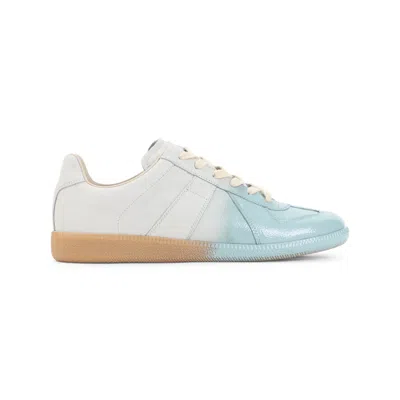 Maison Margiela Replica Blue Calf Leather Sneakers In White