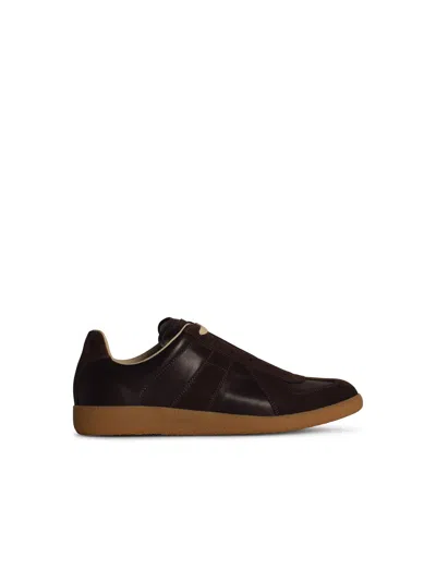 Maison Margiela 'replica' Brown Lear Sneakers In Black