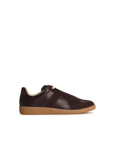 MAISON MARGIELA REPLICA BROWN LEATHER SNEAKERS