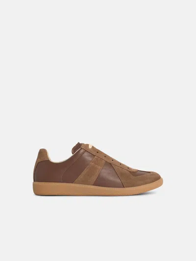 Maison Margiela 'replica' Brown Nappa And Suède Sneakers