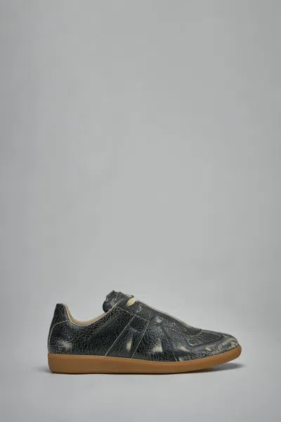 MAISON MARGIELA REPLICA DISTRESSED CRACKED-LEATHER SNEAKERS