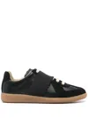Maison Margiela Two-tone Leather And Suede Replica Sneakers In Black