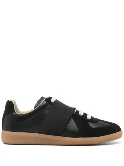Maison Margiela Two-tone Leather And Suede Replica Sneakers In Black