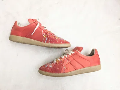 Pre-owned Maison Margiela Replica Gat Red Paint Splatter 8 41 Low Tops Shoes In Multi