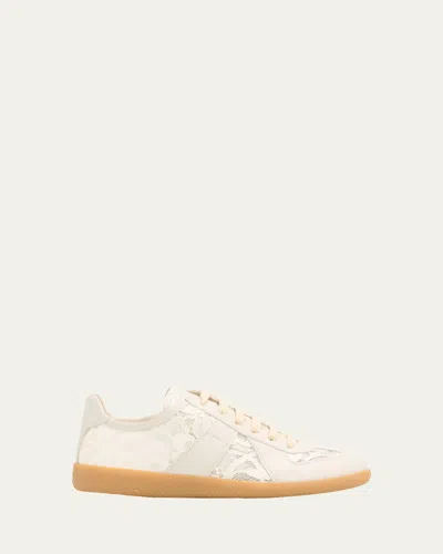 Maison Margiela Replica Lace And Leather Low-top Sneakers In White