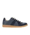 Maison Margiela Two-tone Leather And Suede Replica Sneakers In Black