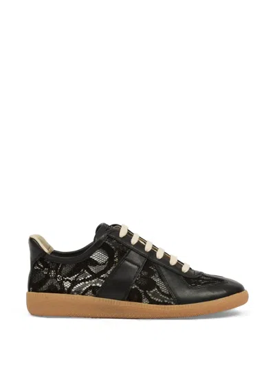 Maison Margiela Replica Lace-panel Sneakers In Black