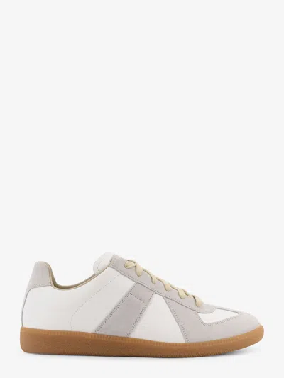 MAISON MARGIELA REPLICA LEATHER AND SUEDE LOW-TOP SNEAKERS