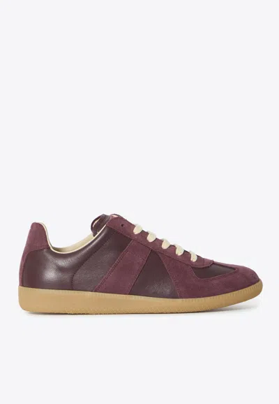 Maison Margiela Replica Leather And Suede Sneakers In Burgundy