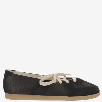 Maison Margiela Replica Leather Ballerina Flats In Black