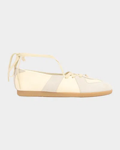 Maison Margiela Replica Leather Lace-up Ballet Flats In Neutral