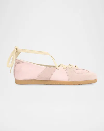 Maison Margiela Replica Leather Lace-up Ballet Flats In Pink