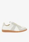 Maison Margiela Women Replica Low-top Leather Sneakers With Suede Inserts In White
