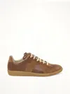 Maison Margiela Brown Suede Panel Low-top Sneakers In Multi