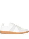 Maison Margiela Women Replica Low-top Leather Sneakers With Suede Inserts In White