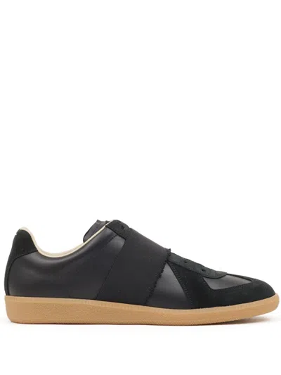 Maison Margiela Replica Leather Sneakers In Black
