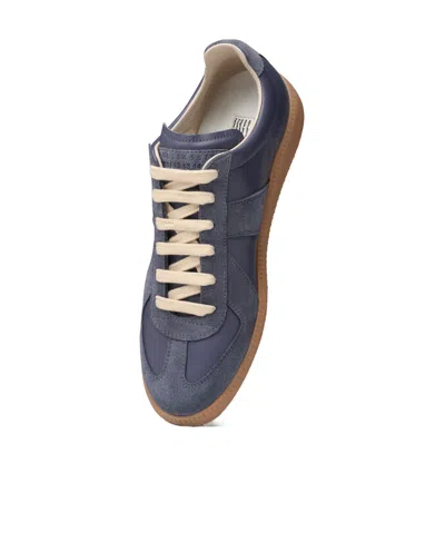 Maison Margiela Replica Leather Sneakers In Blue