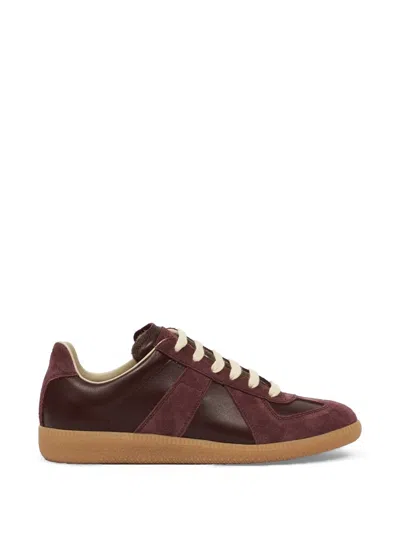 Maison Margiela Replica Leather Sneakers In Brown