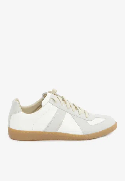 Maison Margiela Replica Leather Trainers In White