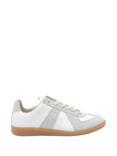 Maison Margiela Replica Suede-trimmed Textured-leather Sneakers In Pink