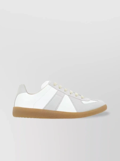 MAISON MARGIELA REPLICA LEATHER SNEAKERS WITH SUEDE PANELS
