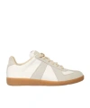 Maison Margiela Women Replica Low-top Leather Sneakers With Suede Inserts In White