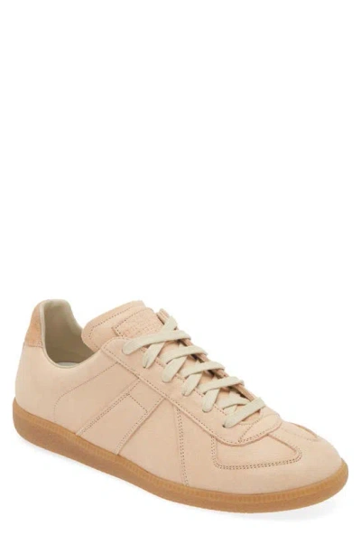 Maison Margiela Replica Suede-trimmed Leather Sneakers In Beige