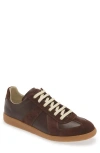 Maison Margiela Leather Replica Sneakers In Chic Brown