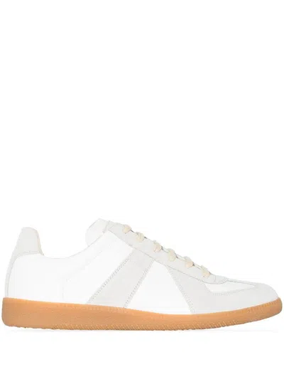 Maison Margiela Men White White Beige Replica Leather Sneakers, 9 Luxury Sneakers For Men Darveys