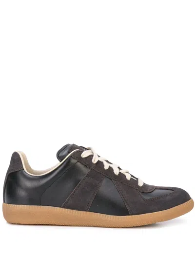 Maison Margiela Replica Suede And Leather Sneakers In Black